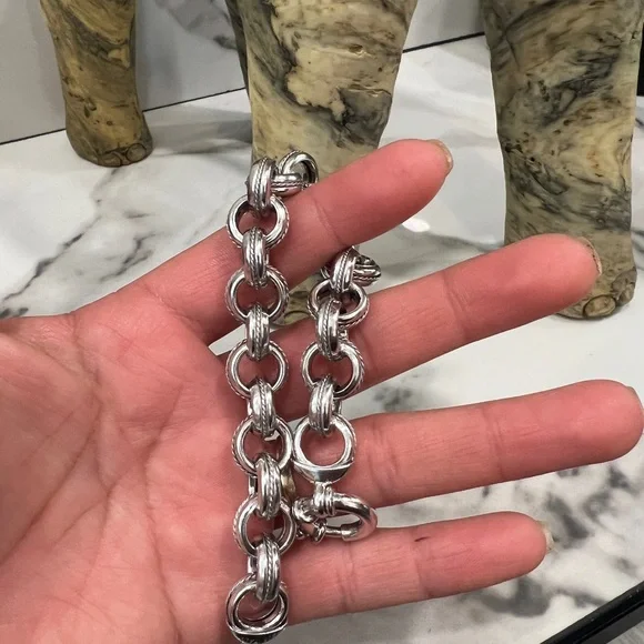 8” Miler Italy Epiphany Platinum Sterling Silver 925 Rope Texture Chain Link - Picture 7 of 11